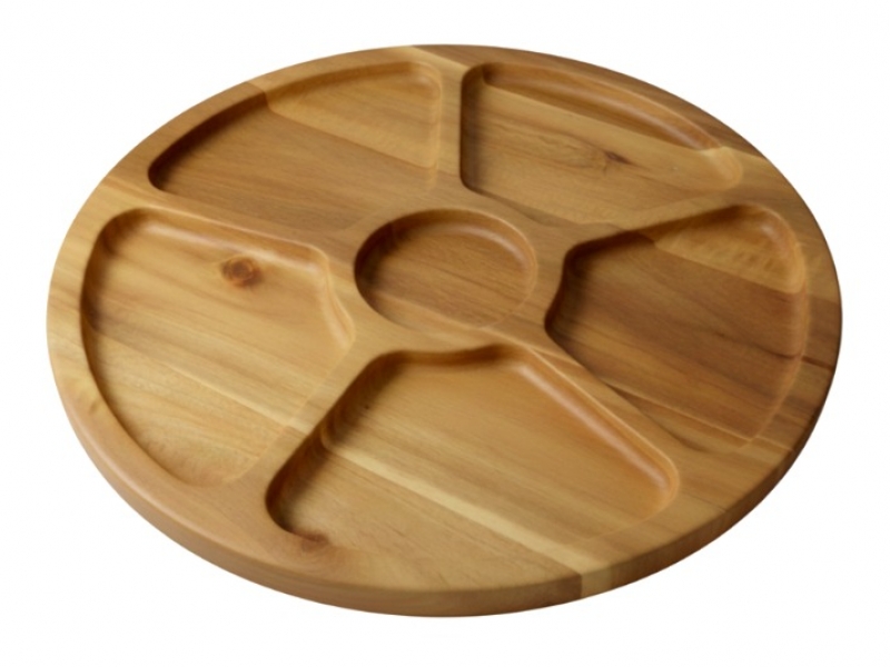 Acacia wood sectional serving dish